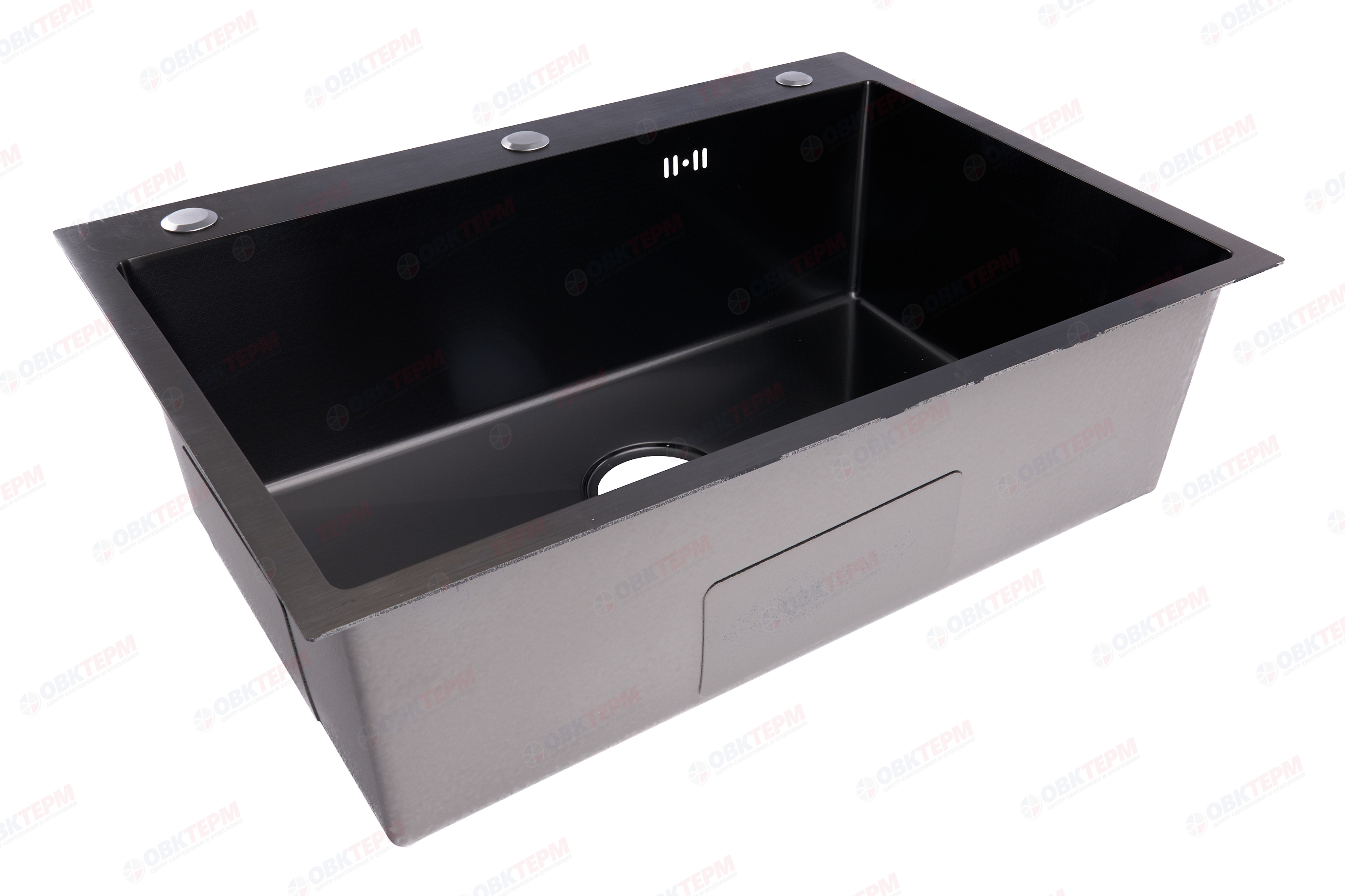 Мойка DIKALAN(Knois) KN705008 /черный PVD [сифон/корзина/дозатор]3+1мм /700*500*220мм(3шт\ящ.) - изображение №1