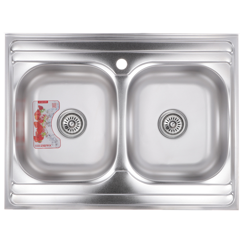ZERIX мойка Z8060B-08-180MD (micro decor) НАКЛАДНАЯ \ с сифоном (7шт/ящ) - изображение №1