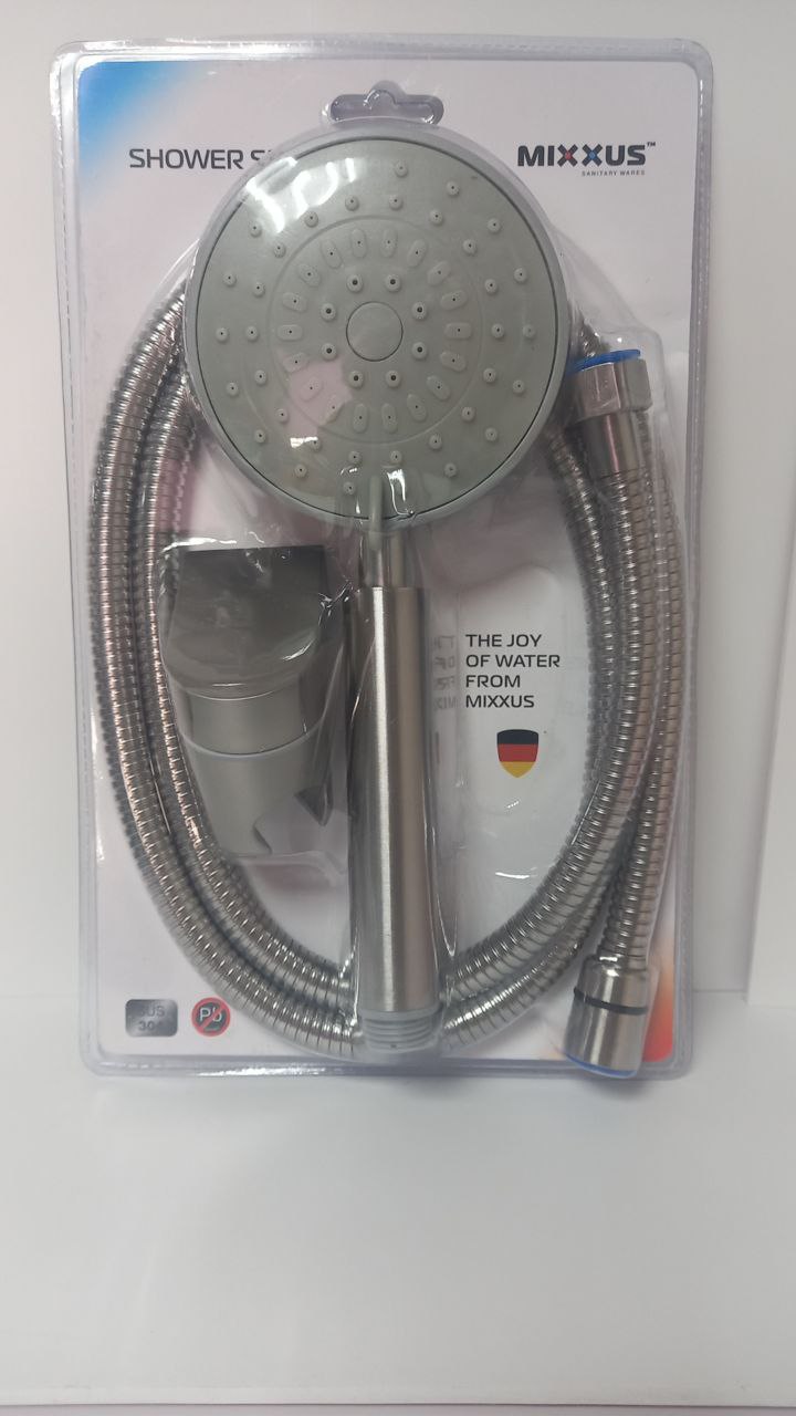 Душевой набор MIXXUS SHOWER SET-07 (шланг, лейка, кронштейн) из нерж.стали  (60 шт/ящ) - Изображение №2