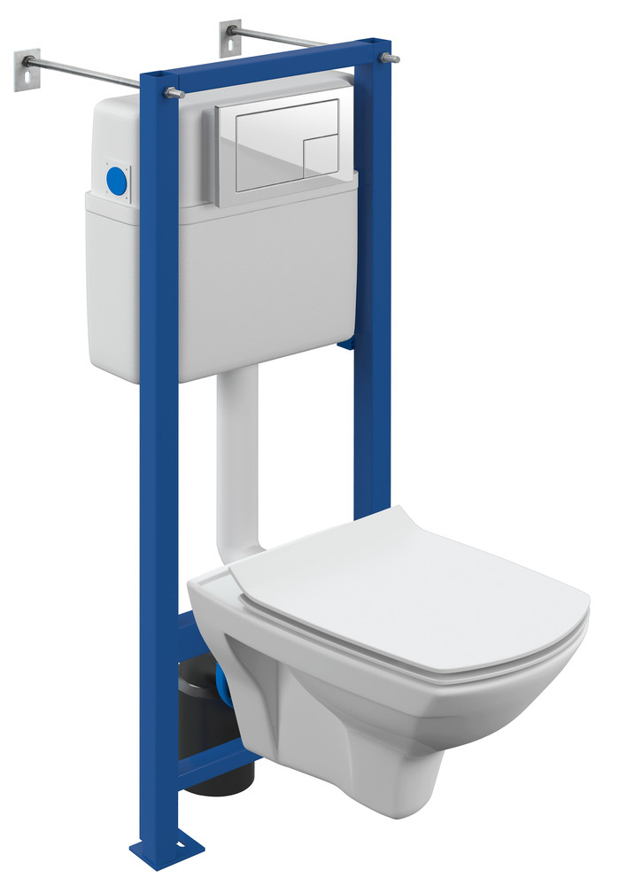 Комплект унитаза с инсталляц. CARINA XL CO DPL EO  + VECTOR + CORNER пластик хром глянцевый Cersanit - Изображение №1