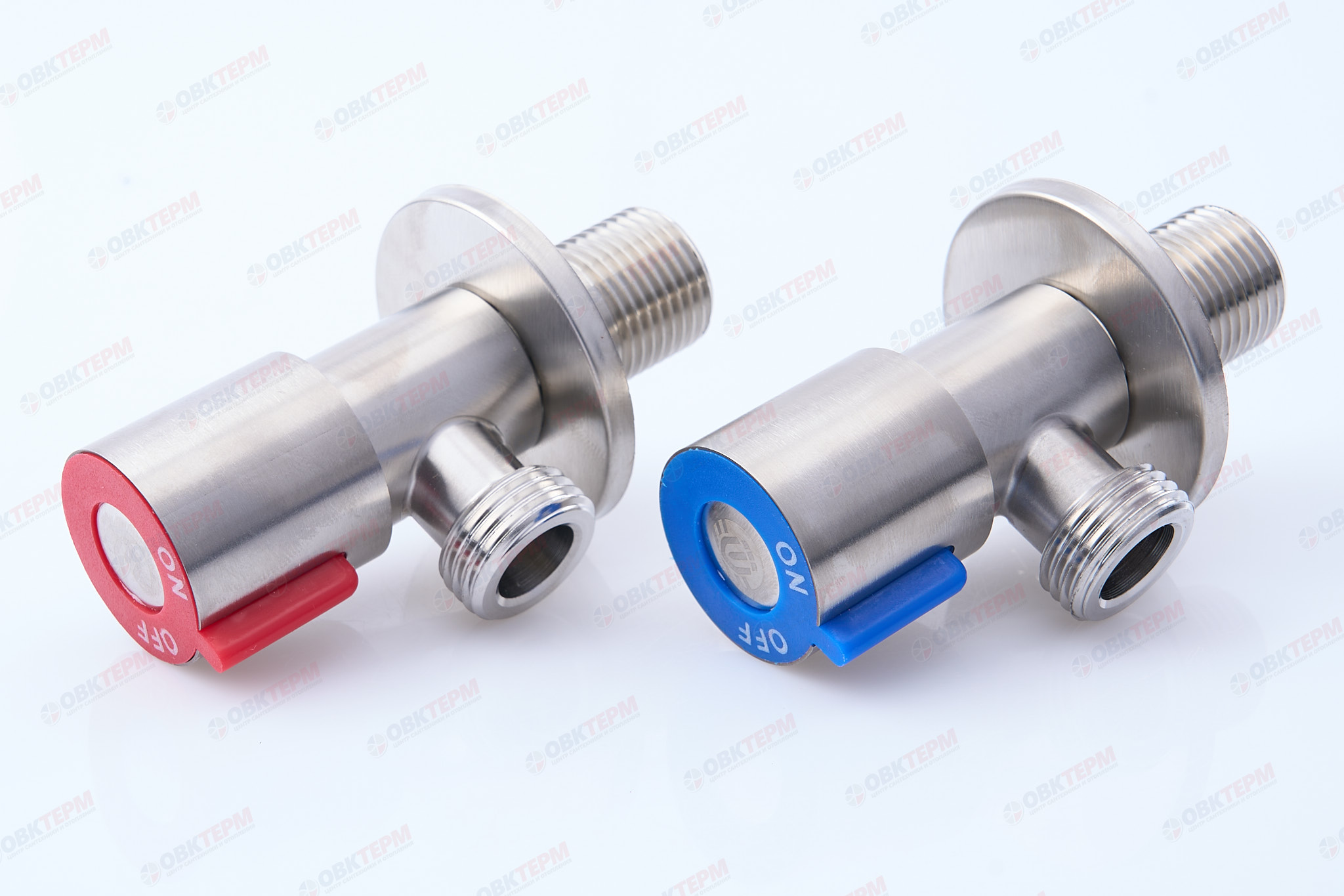 Кран для подкл. с/т приборов       TIM      1/2" - 1/2", НЕРЖ.  круглый пара хол+гор   (1шт/48ящ) - Изображение №1