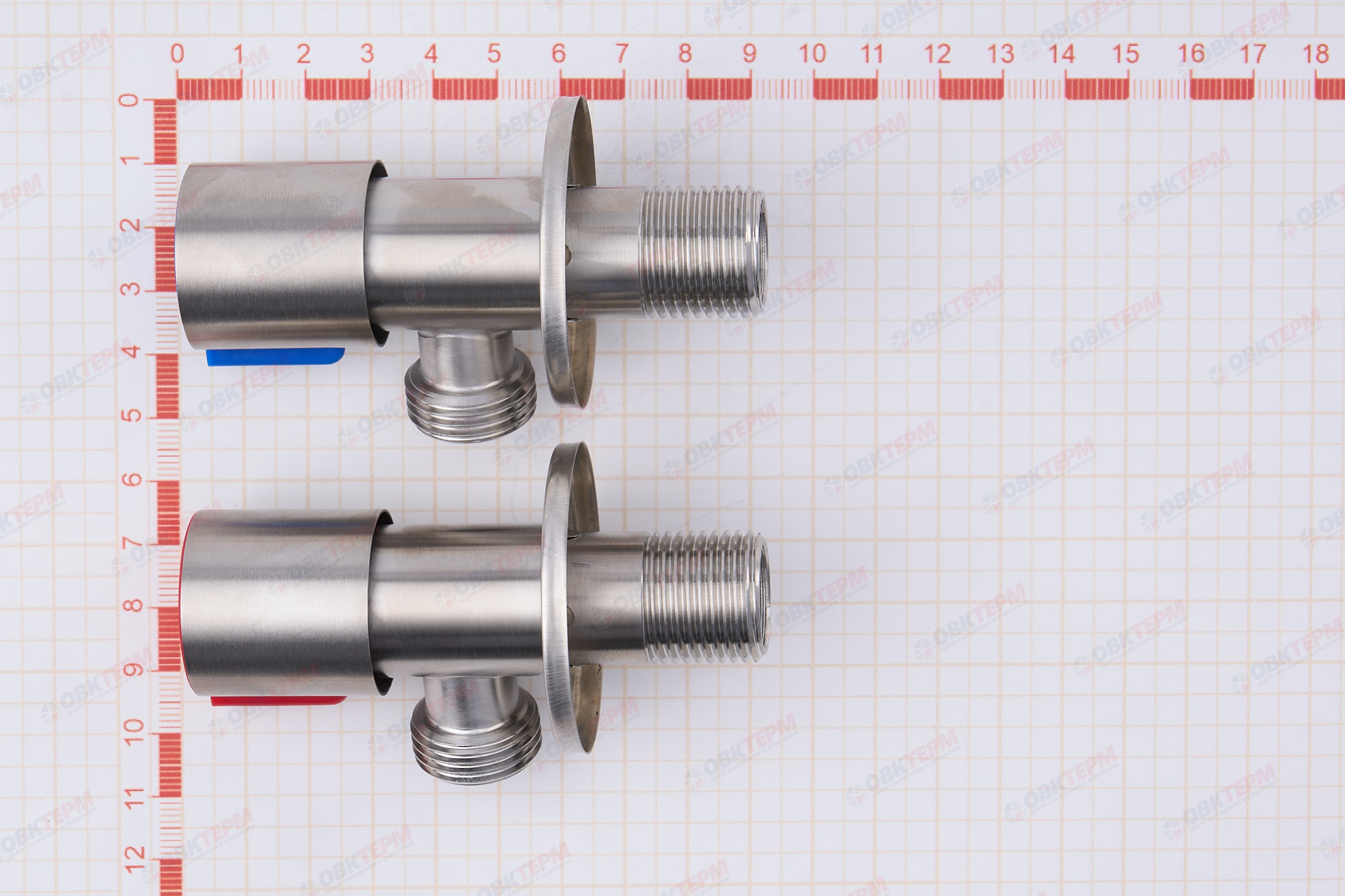 Кран для подкл. с/т приборов       TIM      1/2" - 1/2", НЕРЖ.  круглый пара хол+гор   (1шт/48ящ) - миниатюра №6