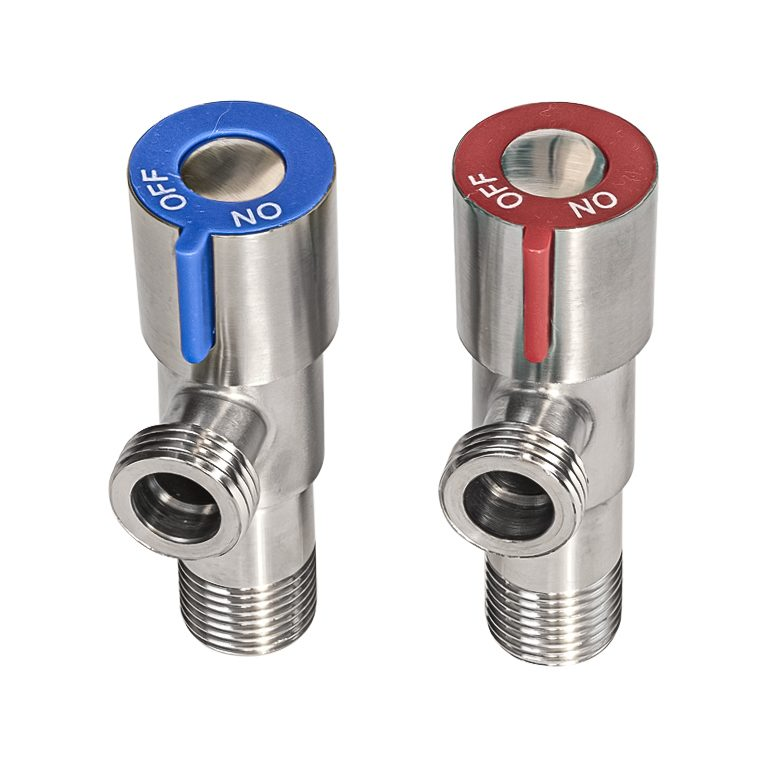 Кран для подкл. с/т приборов       TIM      1/2" - 1/2", НЕРЖ.  круглый пара хол+гор   (1шт/48ящ) - Изображение №2