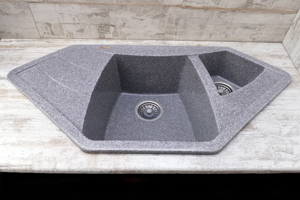 Мойка КАРАВАН Модель РУАНДА (двухчашечная) 980*500*200(130) мм СЕРЫЙ УНИВЕРСАЛ - Изображение №3