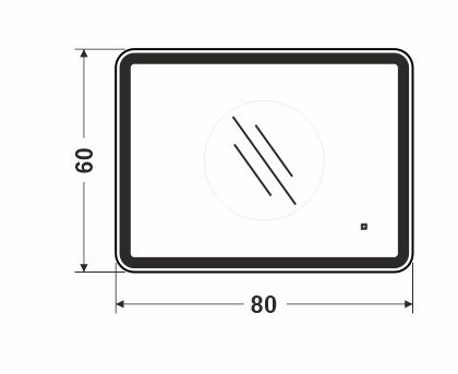 Зеркало  800х600 прямоугольное LED подс.6500К 9,6 Вт/м с сенс.выкл, подогрев 25*50см КЗСК - Изображение №2
