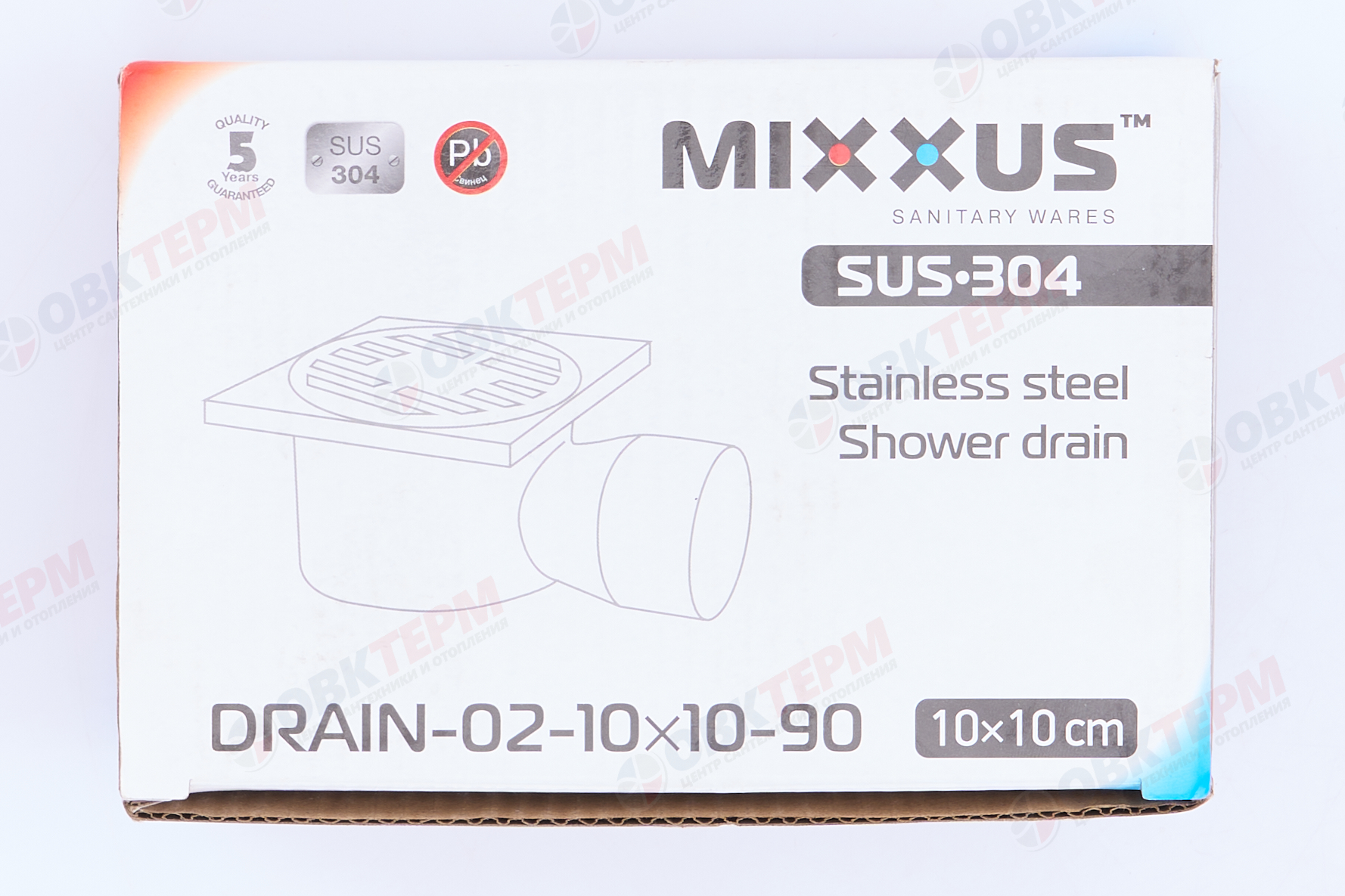 MIXXUS  Душевой трап из нерж. стали DRAIN-02-10x10-90 угловой отвод 100x100мм  (36шт/ящ) - Изображение №5