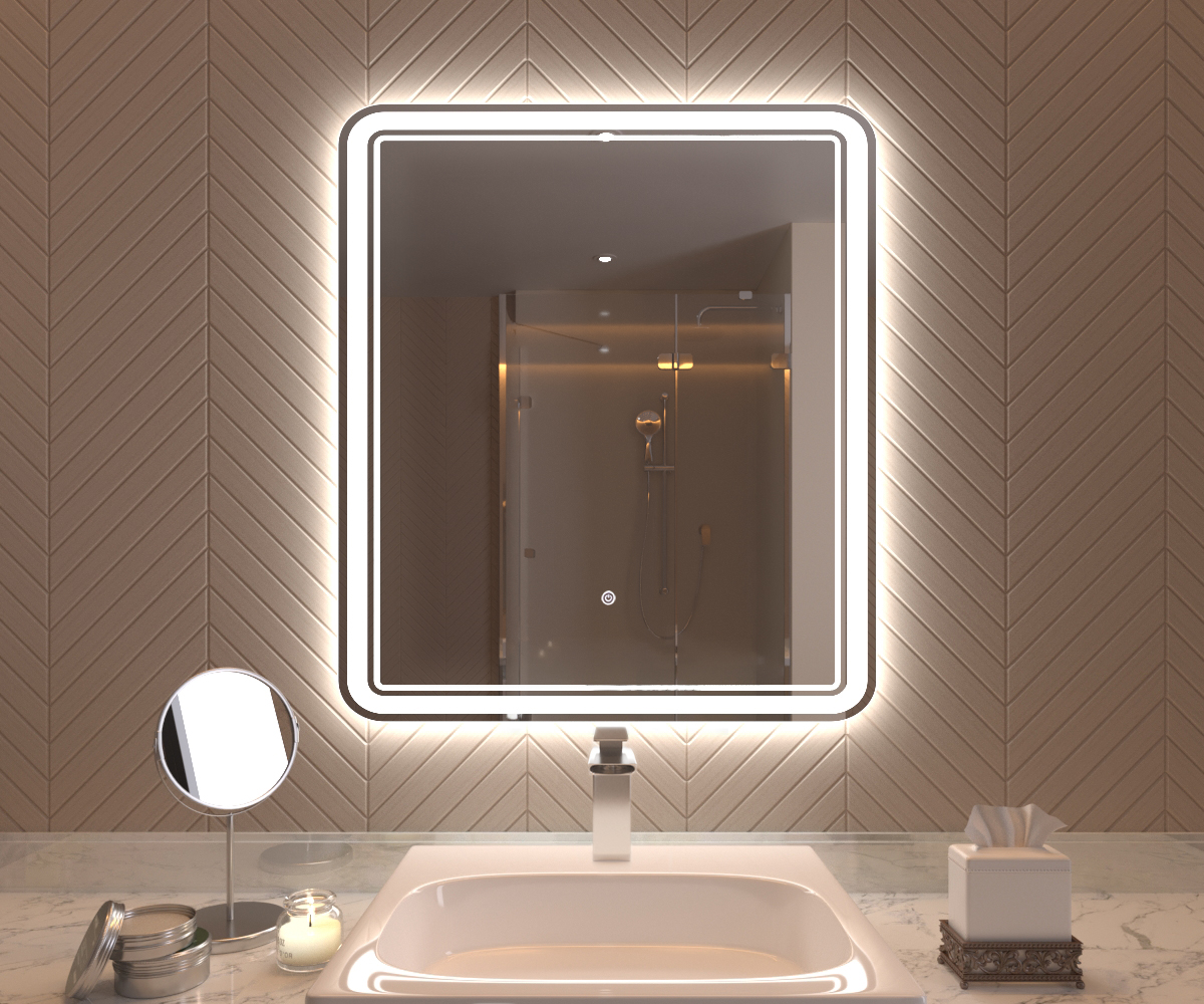 Зеркало  700x800 Vienna с LED подсветкой,подогревом,литым коробом и сенсорным выкл. Кайман Glassiko - Изображение №1