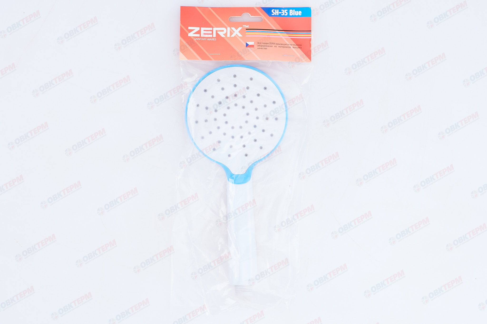 Лейка д/душа ручная ZERIX  SH-35 BLUE ( 1 режим)  (100 шт/ящ) - миниатюра №6