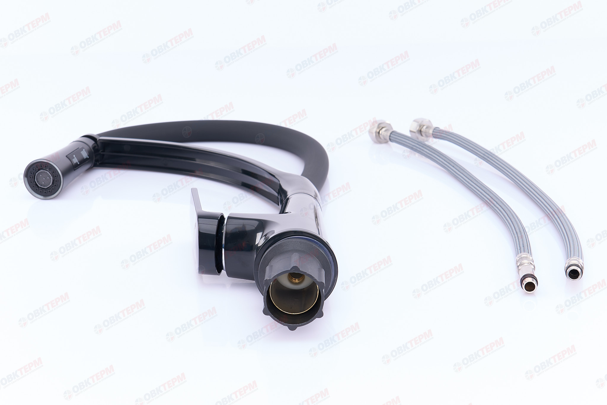 Смеситель д/кухни PLAMIX LUCAS-017 SET BLACK REFL.BLACK /гайка /35мм /с подводкой (16шт/ящ) - Изображение №4