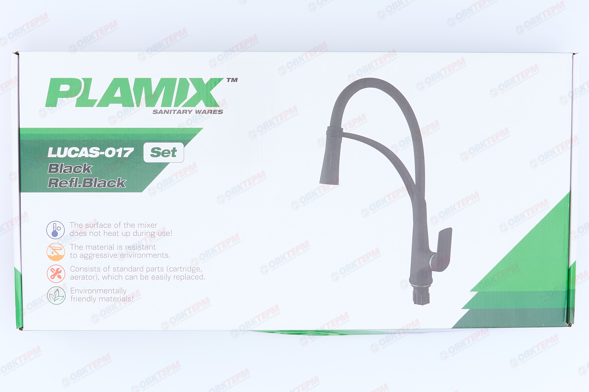 Смеситель д/кухни PLAMIX LUCAS-017 SET BLACK REFL.BLACK /гайка /35мм /с подводкой (16шт/ящ) - миниатюра №6