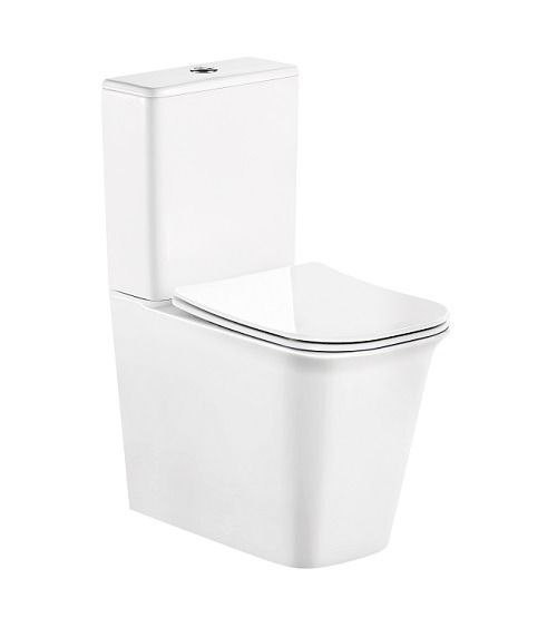 Унитаз-компакт OVO TOLEDO Rimless безободковый, SC, ультратонкое, дюропласт, прям. выпуск - Изображение №1