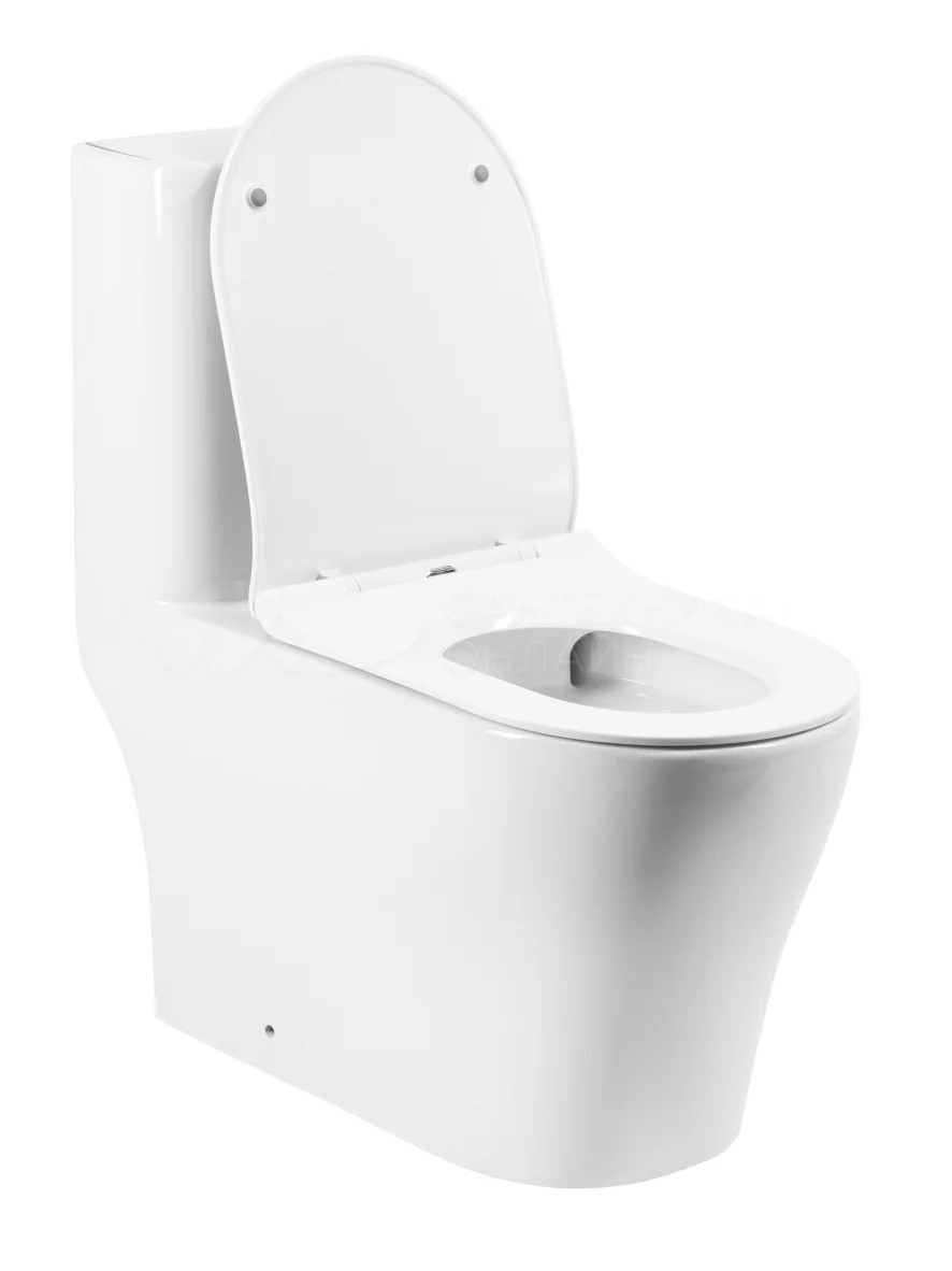 Унитаз-моноблок EVA GOLD T1086, (безободковый ,сиденье тонкое ДП,арматура с гофрой и подводкой) - Изображение №3