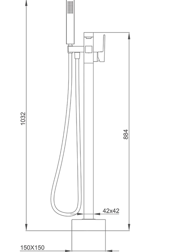 Смеситель д/ванны напольный FRAP F3091-6 черный - миниатюра №2