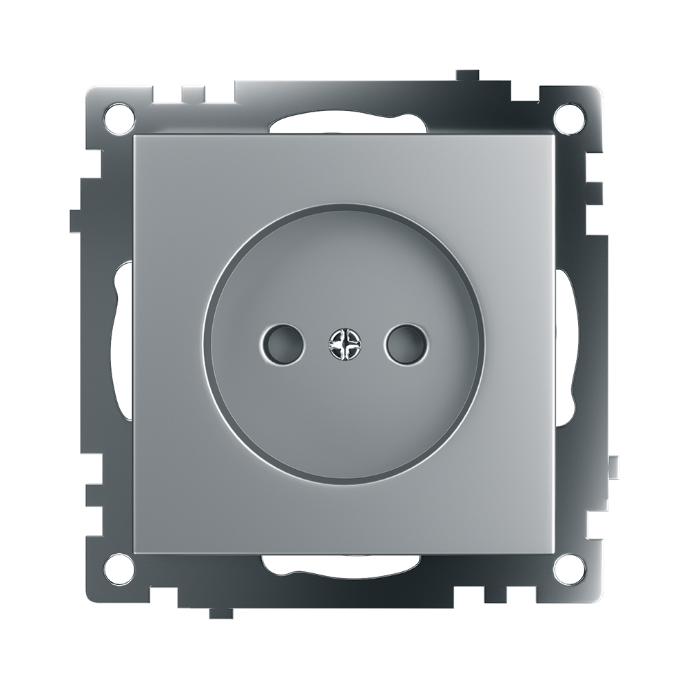 Розетка электрическая 1-местная (механизм) б/з, STEKKER серия Катрин, серебро, GLS10-7109-03 - миниатюра №2