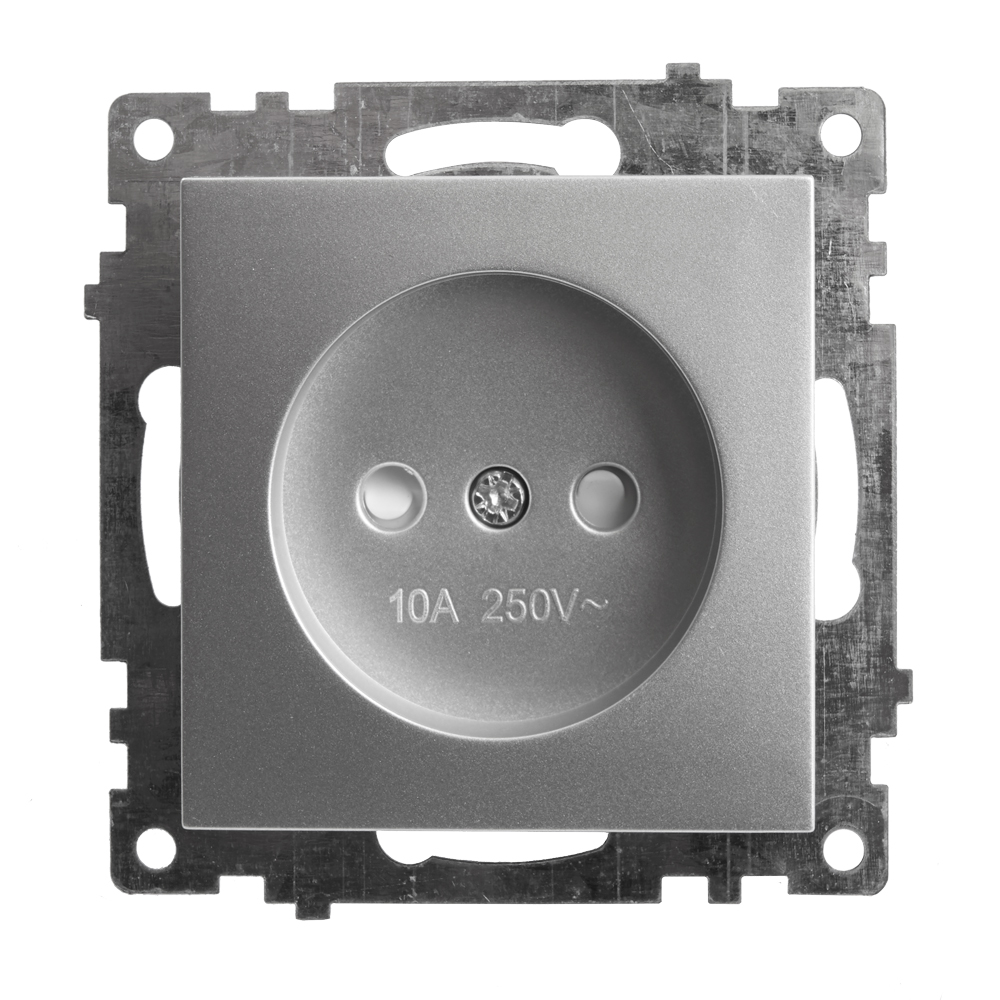 Розетка электрическая 1-местная (механизм) б/з, STEKKER серия Катрин, серебро, GLS10-7109-03 - изображение №1