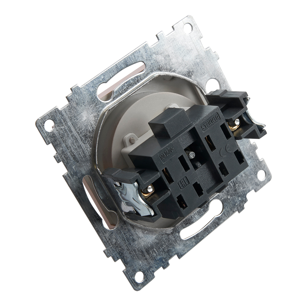 Розетка электрическая 1-местная с/з (механизм), 16А, STEKKER серия Катрин, GLS16-7110-03, серебро - миниатюра №2