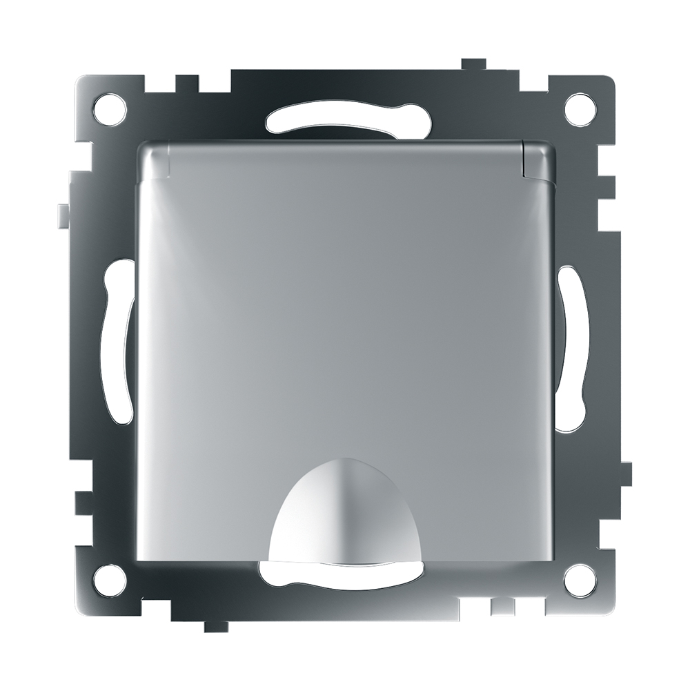 Розетка 1-местная с/з с крышкой (механизм), STEKKER серия Катрин, GLS16-7112-03, серебро - миниатюра №4