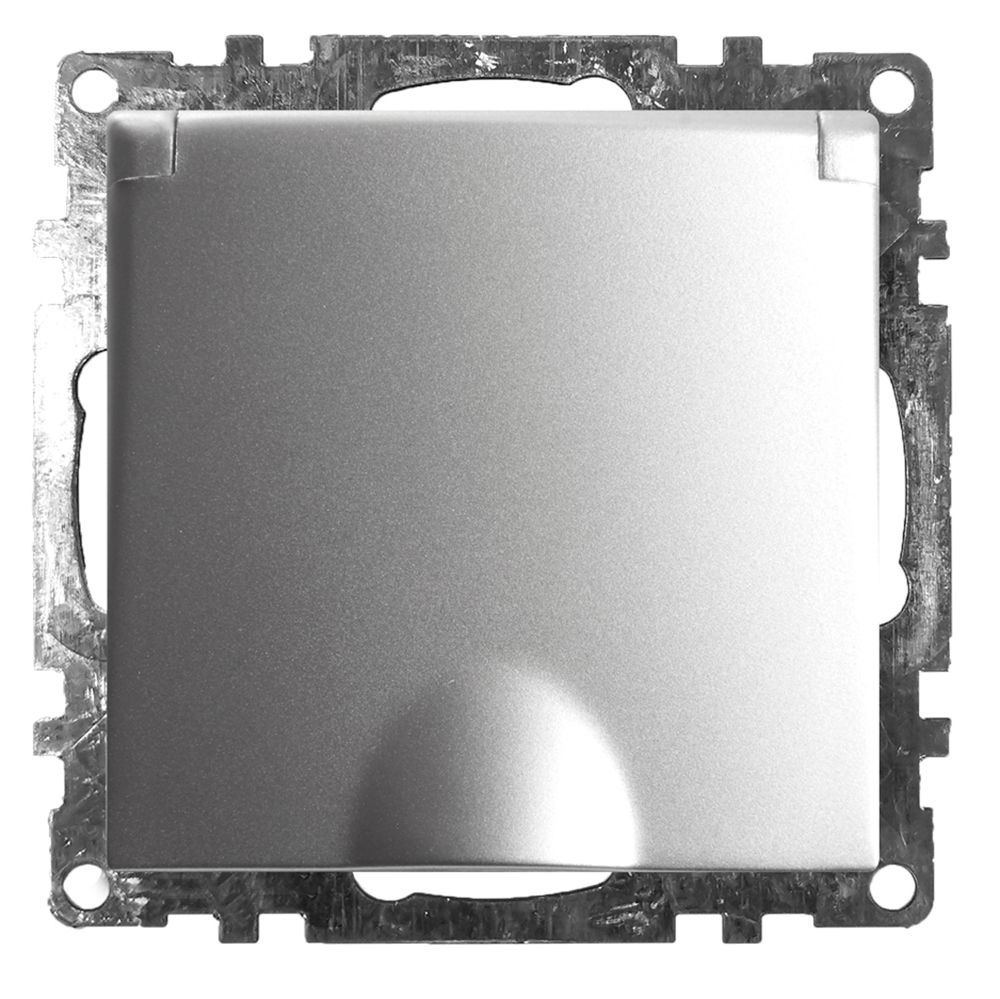 Розетка 1-местная с/з с крышкой (механизм), STEKKER серия Катрин, GLS16-7112-03, серебро - миниатюра №6