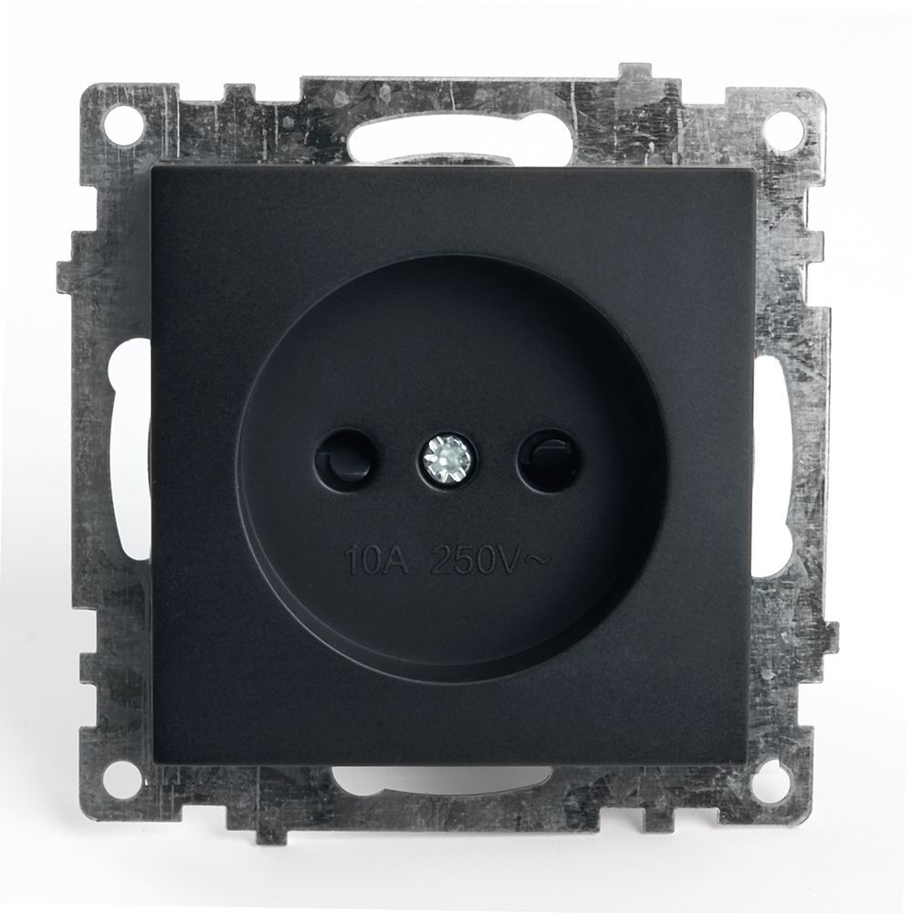 Розетка 1-местная с защит. шторкой (механизм) б/з, 10А, STEKKER серия Катрин, GLS10-7109-05, черный - Изображение №2