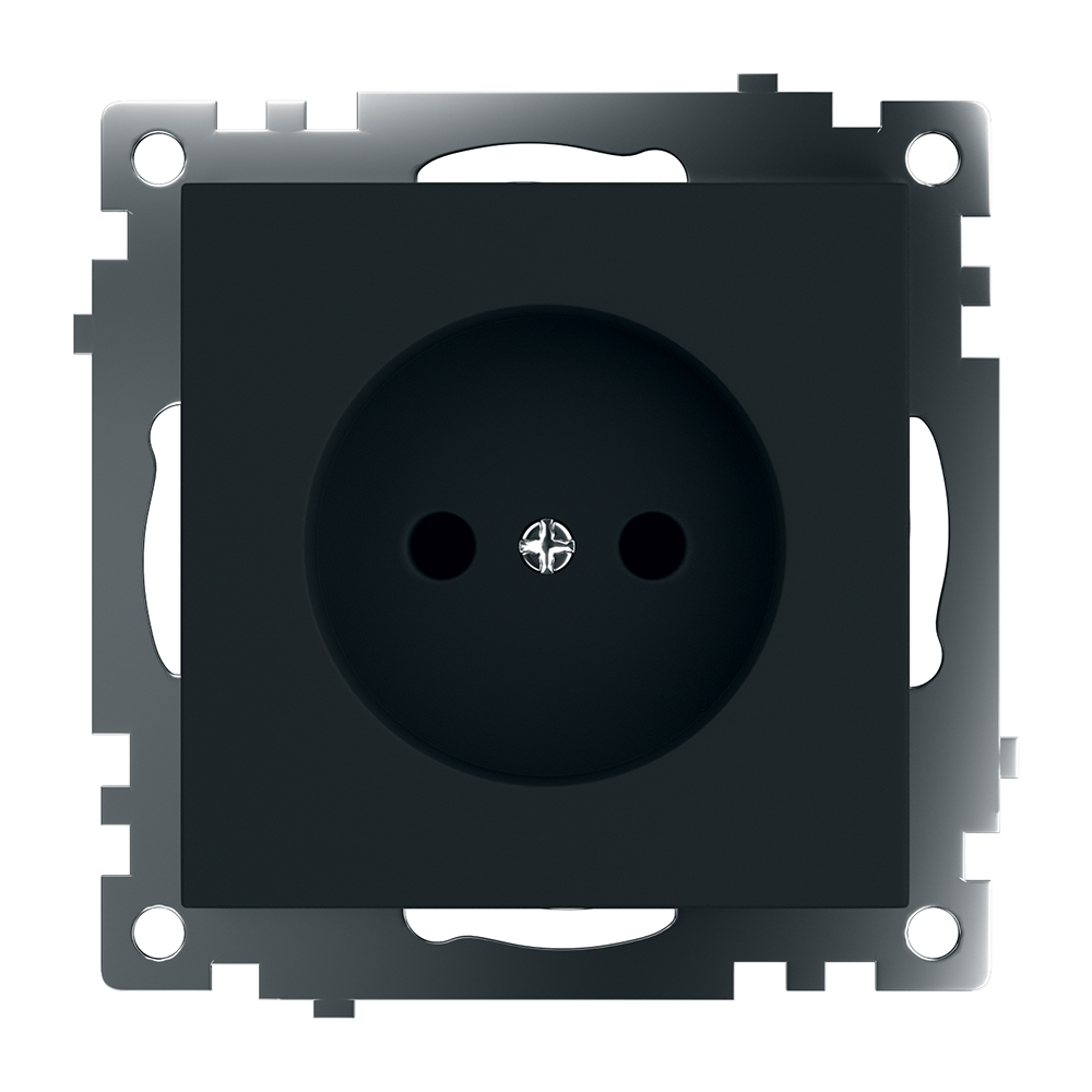 Розетка 1-местная с защит. шторкой (механизм) б/з, 10А, STEKKER серия Катрин, GLS10-7109-05, черный - Изображение №1