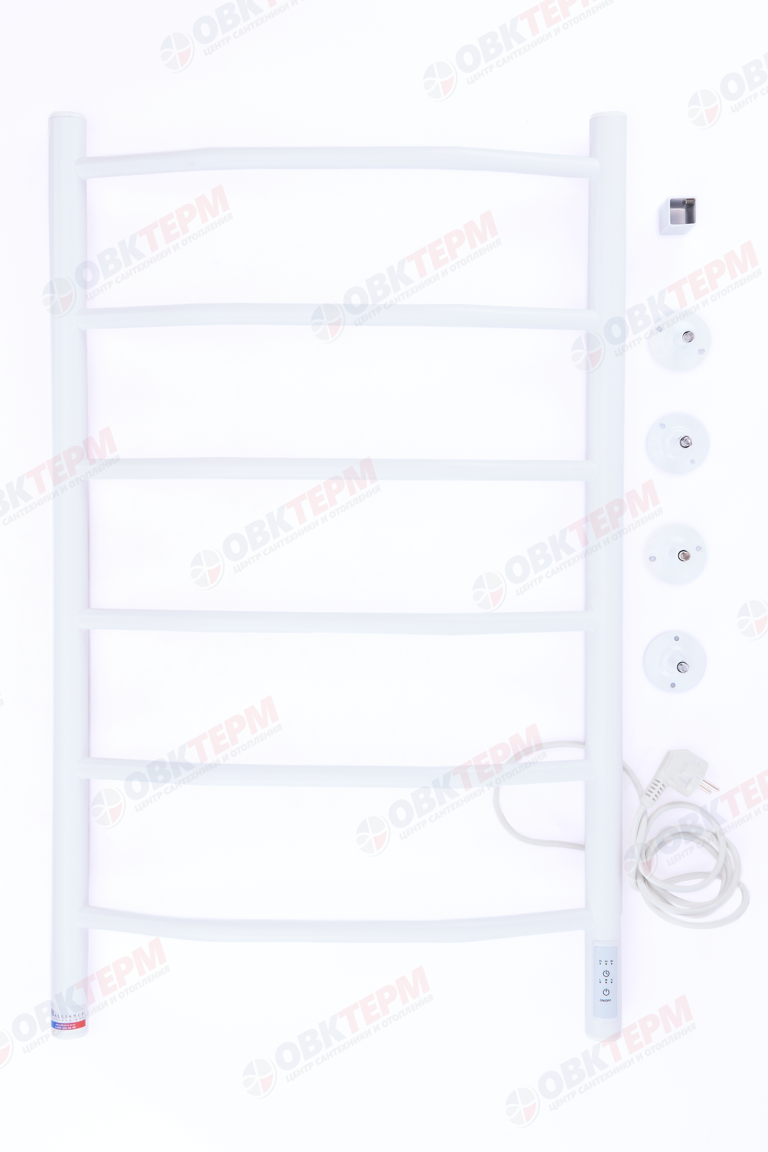 Полотенцесушитель электрический ТДА ЛНК - Э 1" 50 х 80 Л, 6 перекладин, термор. справа, Белый АДВ - миниатюра №3