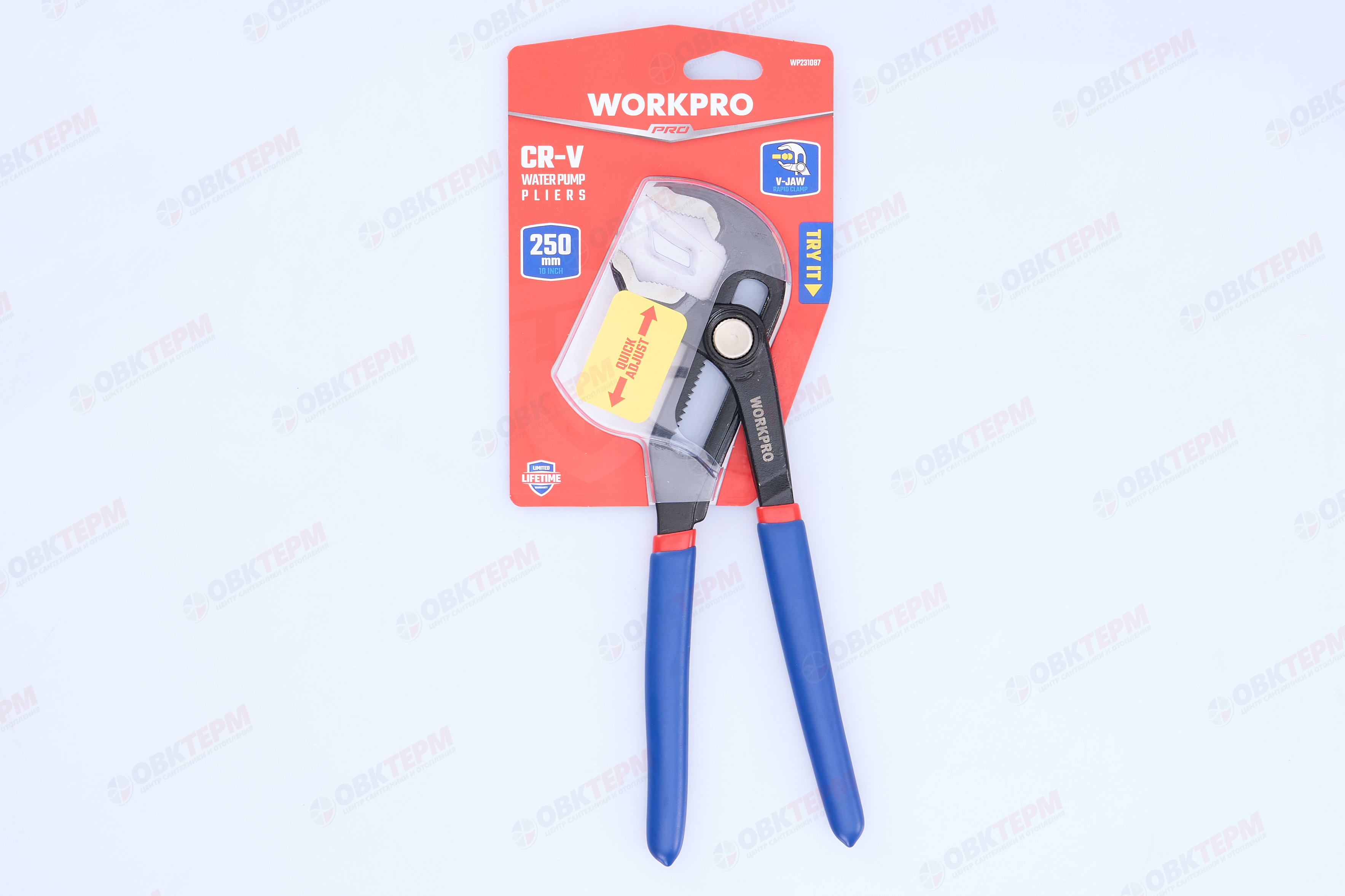 Клещи переставные 250мм CR-V (с кнопкой) WORKPRO, Китай - Изображение №3