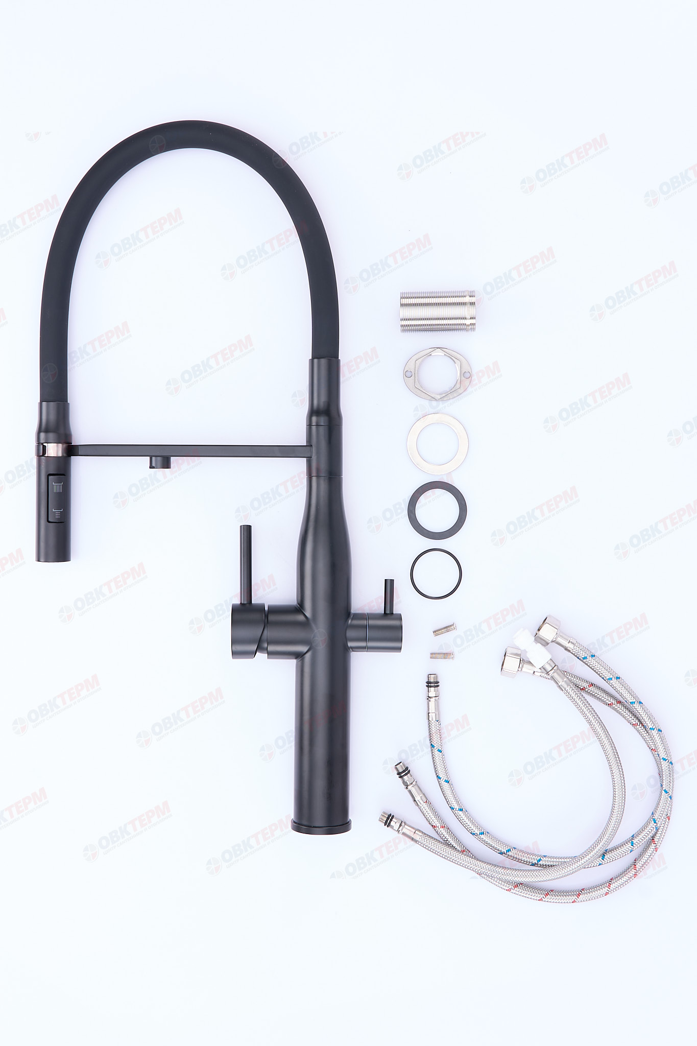 Смеситель д/кухни под ФИЛЬТР MIXXUS VTM-021 REFL нерж/сталь (черный излив) (10 шт/ящ) - миниатюра №4