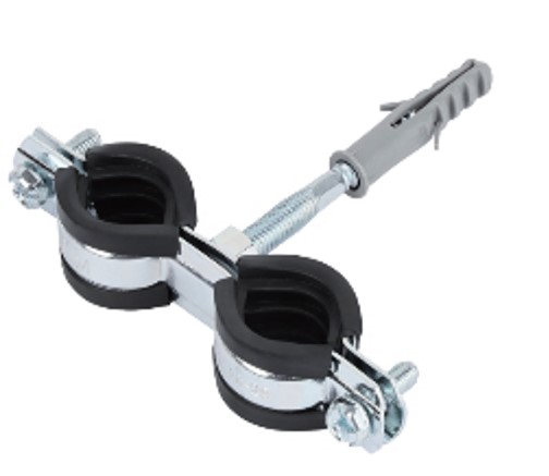 Крепление   метал.  ДВОЙНОЙ   с рез.  упл. 1/2" (20-25)        TIM    (1шт/90ящ) - Изображение №1