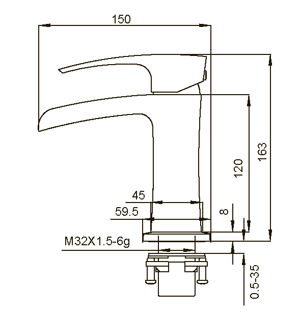 Смеситель д/умывальника KOER KB-14007-05 водопад  (Цвет черный) (8шт/ящ) - Изображение №2